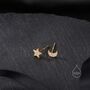 Mismatched Moon And Star Cz Stud Earrings, thumbnail 4 of 11