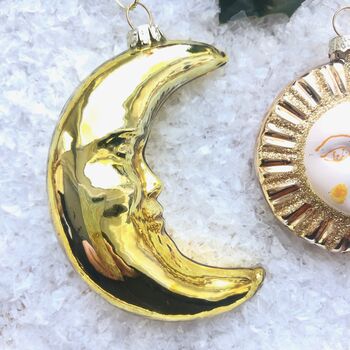 Christmas Glass Decoration Sun And Moon Pair, 2 of 3