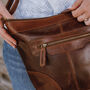 Leather Crossbody Messenger Bag, Distressed Brown, thumbnail 2 of 6