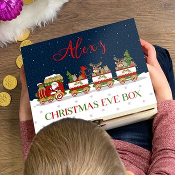 Personalised Name Wooden Christmas Eve Box Train, 2 of 3
