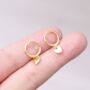 Gold Heart Charm Hoop Earrings, thumbnail 2 of 7