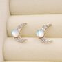 Crescent Moon And Mermaid Crystals Stud Earrings, thumbnail 7 of 12