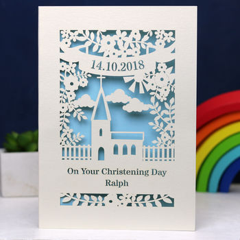 Personalised Papercut Floral Christening Card, 2 of 9