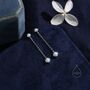 Double White Opal Dangle Chain Stud Earrings, thumbnail 3 of 11