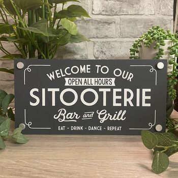 Welcome To The Long Soak Hot Tub Garden Sign, 6 of 12