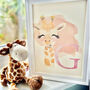 Personalised Giraffe Initial Nursery Print, thumbnail 1 of 3