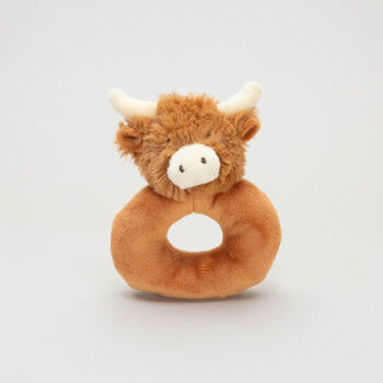 Longhorn Highland Cow Toy Soother And Rattle Gift Set, 8 of 11