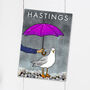 Funny Rainy Seagull Hastings Postcard, thumbnail 2 of 3