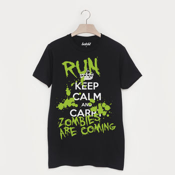 Keep Calm Run Zombies Men’s Halloween T Shirt, 2 of 2