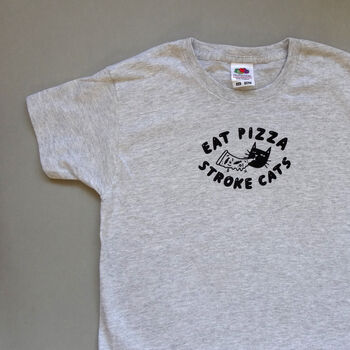 Eat Pizza Stroke Cats Screenprinted Kids T Shirt, 5 of 5