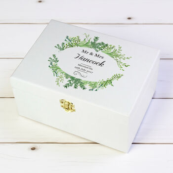 Personalised Fresh Botanical White Wooden Keepsake Box, 4 of 6