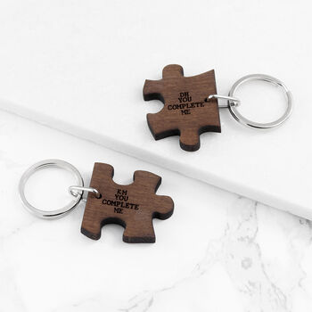 Personalised Couples Complete Me Jigsaw Two Keyrings, 2 of 6