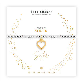 Christmas Heart Charm Bracelet Sister Gift, 2 of 3