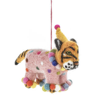 Handmade Felt Fiesta Tiger Hanging Party Decoration, 2 of 3