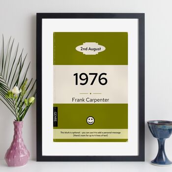 Personalised 50th Birthday Print 1976 Book Cover Gift, 10 of 12