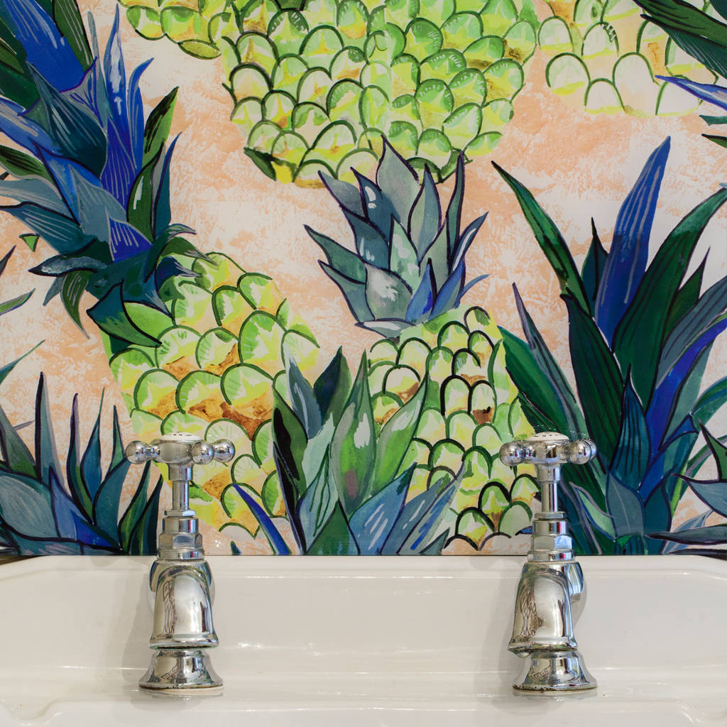 Pineapple Patterned Glass Splashback Pineapple Patterned Glass Splashback