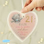 Personalised 21st Birthday Keepsake Heart Decoration, thumbnail 1 of 3