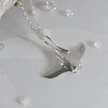 Sterling Silver Manta Ray Necklace, 5 of 7