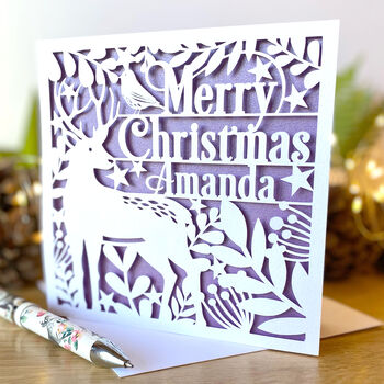 Personalised Merry Christmas Festive Deer Card, 2 of 3