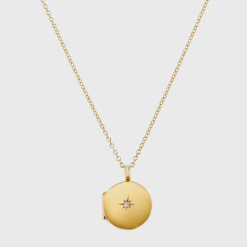 Langton Gold Plated Diamond Locket Necklace, 4 of 5