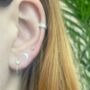 Open Opal Earring Huggie Hoops, thumbnail 5 of 6