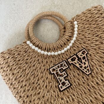 Personalised Ada Pearl Half Moon Wicker Basket Drawstring Bag, 4 of 6