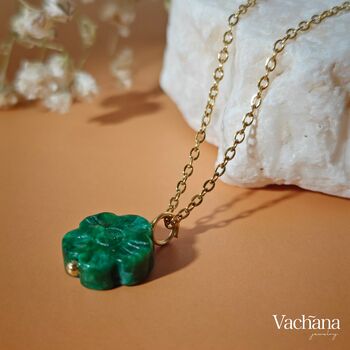 Myanmar Jade Flower Pendant Necklace, 4 of 5