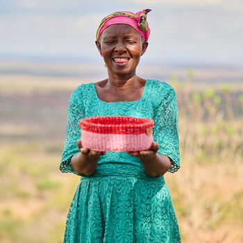 Jukumu: Red And Dusky Pink Bread Basket, 5 of 5