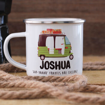 Personalised Tuk Tuk Enamel Mug Travel Gift, 3 of 5