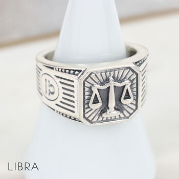 Mens Personalised Sterling Silver Zodiac Ring, 8 of 12