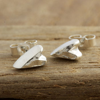 Silver Heart Handmade Small Stud Earrings, 2 of 10