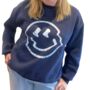 Smiley Face Navy Sweatshirt – Cosy Gift With Good Vibes Summer Sale, thumbnail 3 of 6