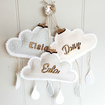 Baby's Name Cloud Nursery Hanging Decor Gift, 3 of 8