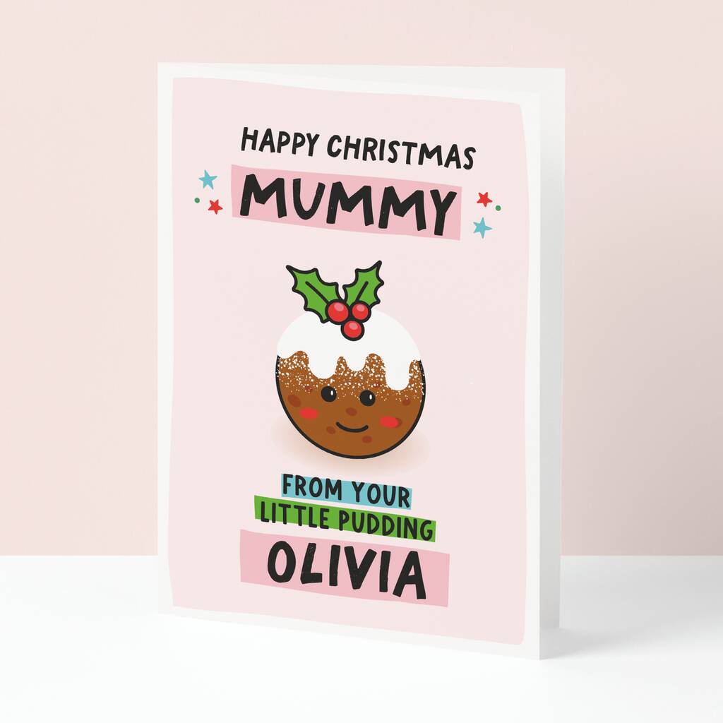 Personalised Mummy Little Pudding Christmas Card, 1 of 3