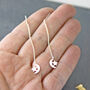 Silver Star And Moon Pull Through Threader Earrings, thumbnail 3 of 8