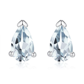 Genuine Swiss Blue Topaz Crystal Droplet Stud Earrings In Sterling Silver, 7 of 12