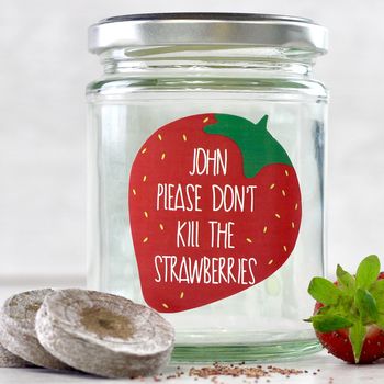 Personalised 'Don't Kill Me' Strawberry Jar Grow Kit, 7 of 11