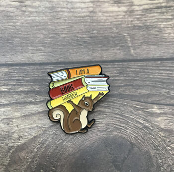 Squirrel Hoarder Books Enamel Pin | Badge, 2 of 4