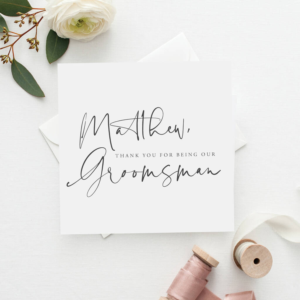 Personalised Modern Text Groomsman Wedding Card, 1 of 4