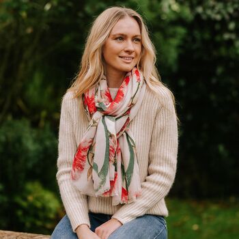 Blush Thistle Sketch Scarf, 2 of 6