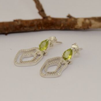 Sterling Silver Peridot Earrings, 4 of 7