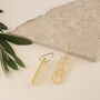 Big White Gold Crackle Inverted Drop Statement Earrings, thumbnail 2 of 4