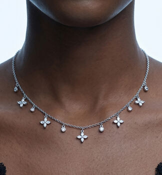 Kinmokusei 925 Sterling Silver Plated Floral Necklace, 5 of 6