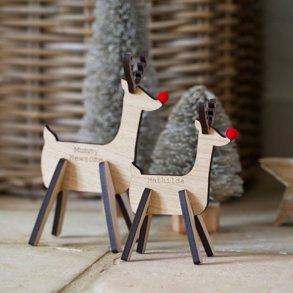 Personalised Wooden Reindeer Decoration, 1 of 6
