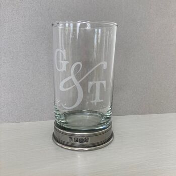 G And T Engraved Gin Glass With Pewter Base, 2 of 6