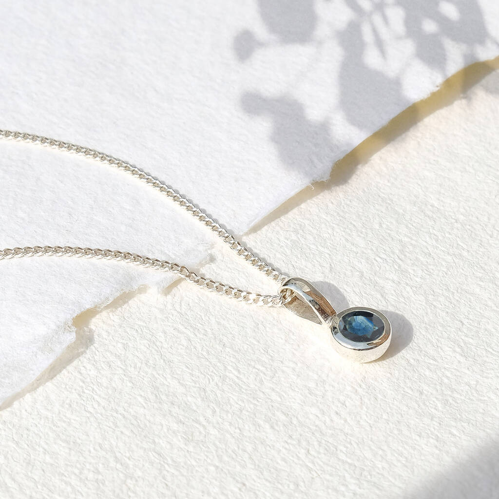 September Birthstone Sapphire Silver Charm Necklace By Charlotte's Web ...
