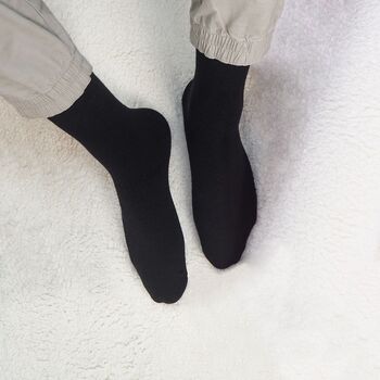 Plain Men's Bed Socks – Black, 3 of 3