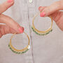 Emerald Beaded Gold Plated Silver Hoops, thumbnail 9 of 12