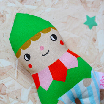 Christmas Elf Bib And Rattle Baby Gift Set, 11 of 12