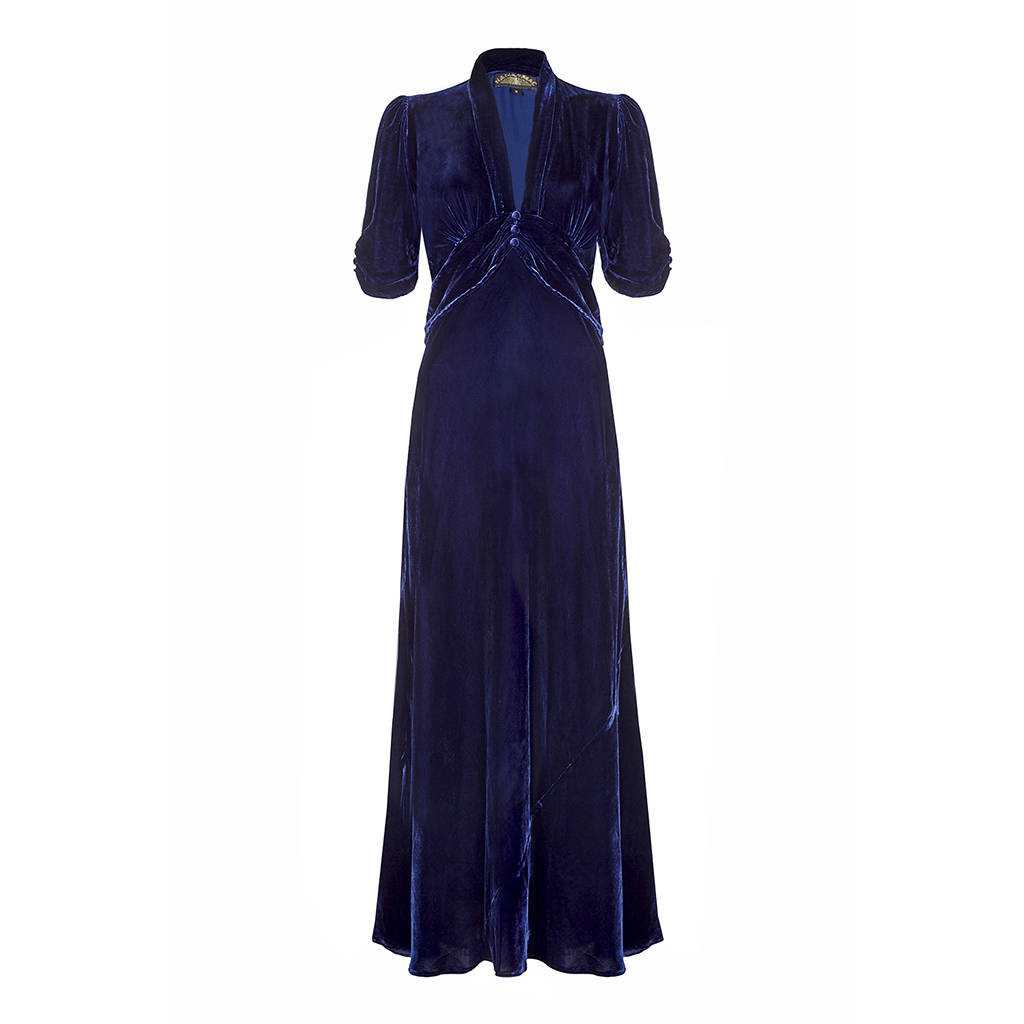 Velvet Maxi Dress Midnight Blue By Nancy Mac | notonthehighstreet.com